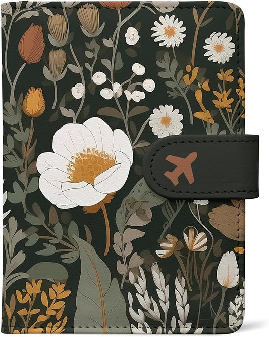 Passport Holder, Travel Wallet Cover with Pen Loop | Cute RFID Blocking Leather Case with Magnetic Closure for Travel Esse...