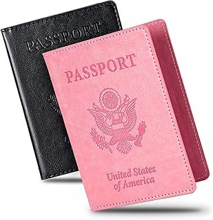 Honmein 2 Pcs Passport holders，Ultra Slim passport wallet，PU Leather Passport Cover for Women and Men
