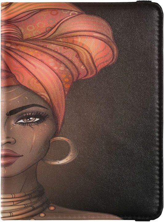 Passport Holder Cover Wallet Vaccine Card Holder Leather Card Case African American Woman Travel Document Organizer