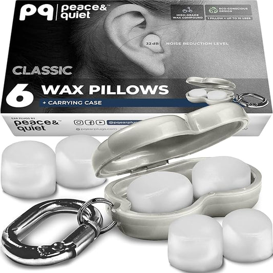 PQ Wax Ear Plugs for Sleep - 6 Silicone Wax Earplugs for Sleeping and Swimming - Gel Ear Plugs for Noise Cancelling, Ear P...