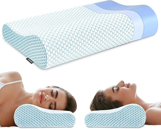 Memory Foam Bed Pillow for Sleeping, Ergonomic Cervical Contour Neck Support Orthopedic Pillow for Side Back Stomach Sleep...