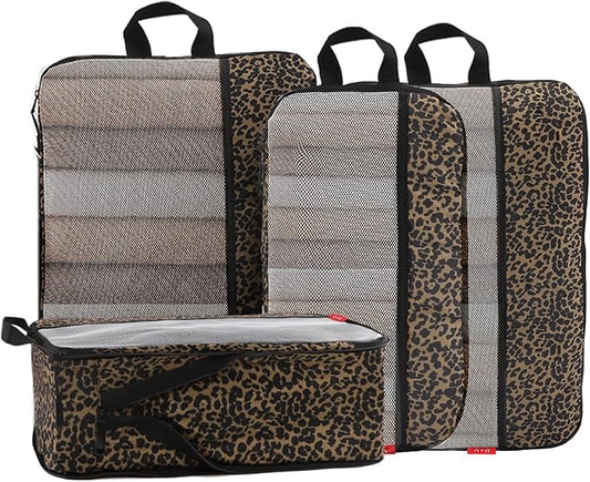 U+U 4 Set Compression Packing Cubes - Ultralight Travel Organizers, Space-Saving Suitcase Organizer, Expandable Packing Cu...