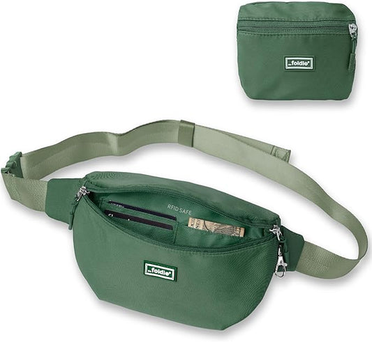 The Foldie Foldable Crossbody Bags for Women & Men - Anti-Theft RFID-Safe Fanny Pack with Smart Lockable Zippers and Cut-R...