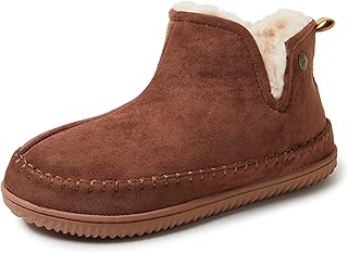 Dearfoams Men's Memory Foam Indoor House Slippers Brixen Ankle Boot House Shoes - Gifts for Men