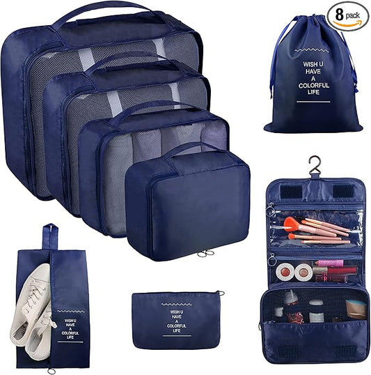 Ebbniur Packing Cubes, 8 Pcs Travel Packing Organizers for Suitcases, Large Capacity Travel Luggage Organizers Set include...