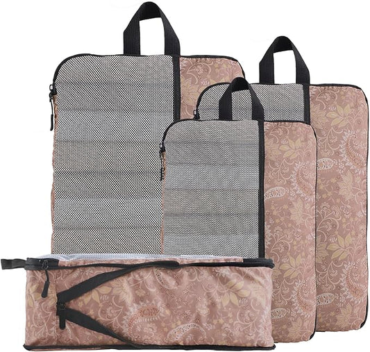 U+U 4 Set Compression Packing Cubes - Ultralight Travel Organizers, Space-Saving Suitcase Organizer, Expandable Packing Cu...