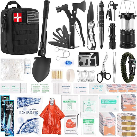 Abpir318 PCS Emergency Survival Kit, Survival Gear and Equipment First Aid Kit Med Supplies for Vehicles Travel Car Campin...