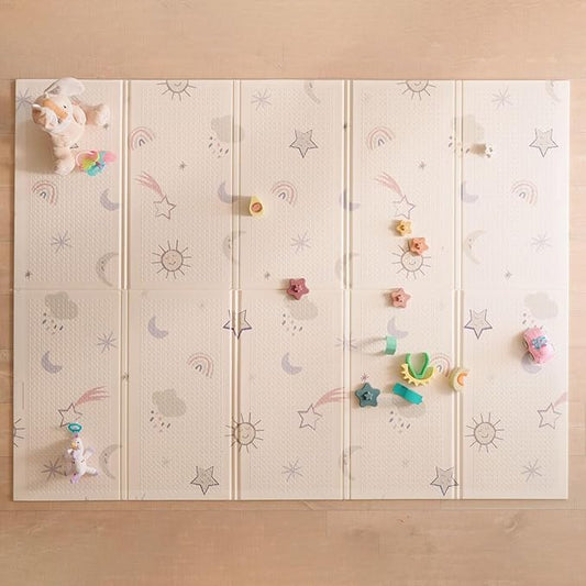 Nuby Reversible Baby Floor Mat, 77" x 58" - Foldable and Lightweight Baby Play Mat for Floor - Easy Storage and Travel - S...