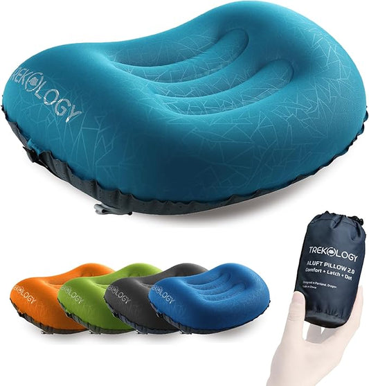 TREKOLOGY Ultralight Inflatable Camping Travel Pillow - ALUFT 2.0 Compressible, Compact, Comfortable, Ergonomic Inflating ...