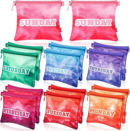 Paterr 14 Pcs Packing Cubes for Travel Kids Day of Week Compression Packing Bags Colorful Luggage Suitcase Organizers Bag ...