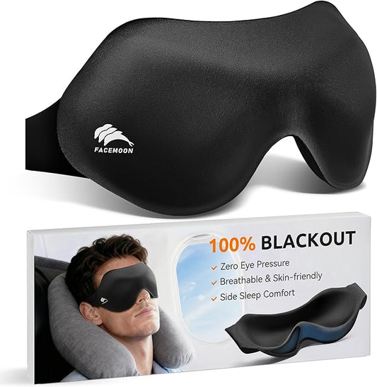 Eye Masks for Sleep Light Blocking: Lightweight 3D Contoured Sleep Mask for Men - Zero Pressure Blindfold Airplane Travel ...
