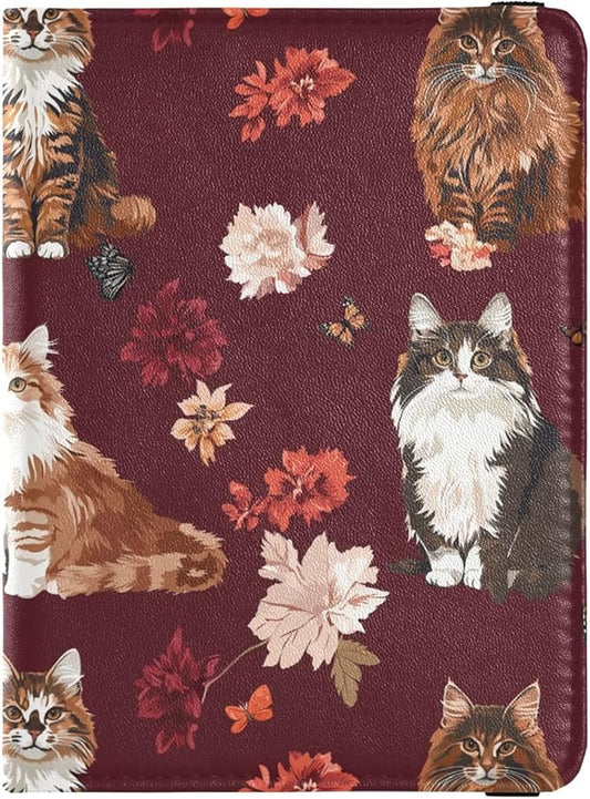Aesthetic Cats Burgundy Passport and Vaccine Card Holder Combo Travel Passport Wallet With Vaccination Card Slot Passport ...