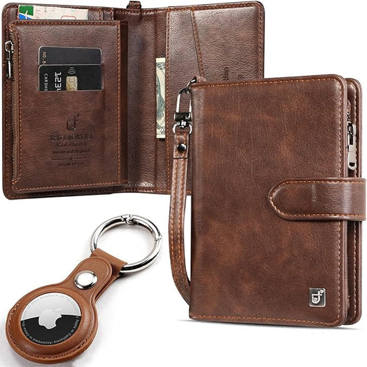 TOPSEM AirTag Passport Wallet with AirTag Holder and Wristband, RFID Vaccine Card Holder Combo with AirTag Luggage Keychai...