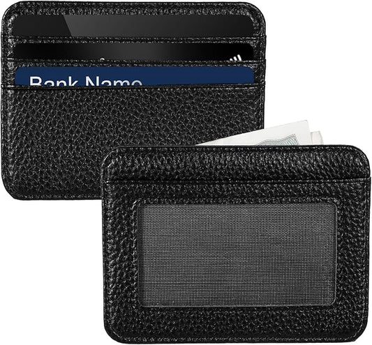 Tweruna Credit Card Holder Wallet for Men Women, PU Slim Wallet with Id Window, Black Rfid Blocking Wallets Card Holder