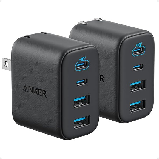 Anker Zolo USB C Charger Block, 2-Pack 4-Port Wall Adapter with 50W Max Output, 2 USB-C and 2 USB-A, Compact and Stable De...