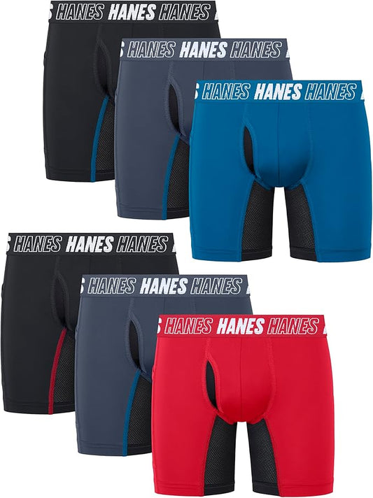 Hanes boys Moves Underwear, Anti-chafe Boxer Briefs for Boys, 6-pack