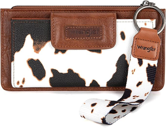 Montana West X Wrangler Cow Print Wallet for Women Ladies Female Card Cases & Money Organizers Wristlet with Wallet Large ...