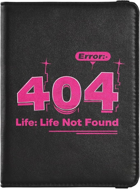 404 Error Life Not Found Leather Passport and Vaccine Card Holder Combo Travel Documents Organizer Protector Passport Hold...