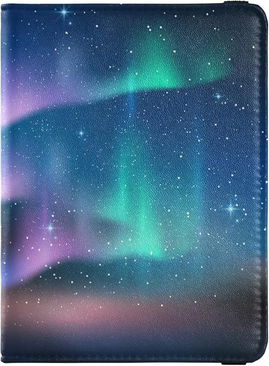 OTVEE Passport and Vaccine Card Holder Combo, PU Leather Passport Holder with Vaccine Card Slot, Aurora Blue Sky Passport ...