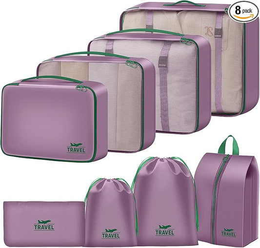 8 Set Packing Cubes for Travel Suitcase Organizer Bags Luggage Packing Cubes Set Travel Essentials Accessories Gifts for W...
