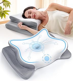 EKIFT Cervical Neck Pillow for Pain Relief, Cooling Memory Foam Pillow for Side, Back & Stomach Sleepers, Odorless Bed Pil...