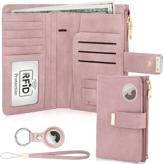 HUANLANG Passport Holder with Airtag for Women/Men, Airtag Passport Wallet for Travel Leather Passport Holder RFID Blockin...