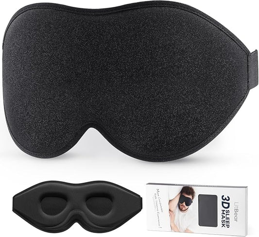 LitBear Sleep Mask for Side Sleeper Women Men, Eye Mask for Sleeping Light Blocking, 3D Contoured Cup Sleeping Mask, Soft ...