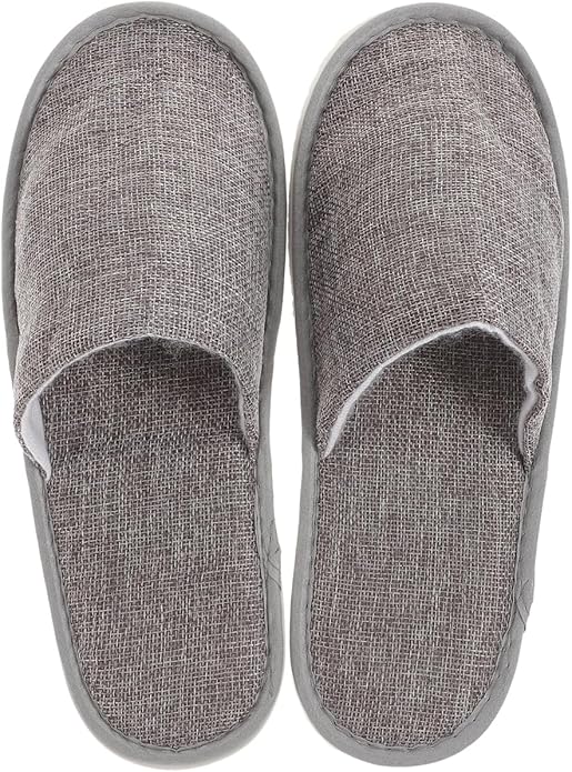 BESTYASH Japanese Style Portable Folding Slippers Lightweight Travel Slippers for Home Hotel Indoor Use Soft Linen Cloth F...