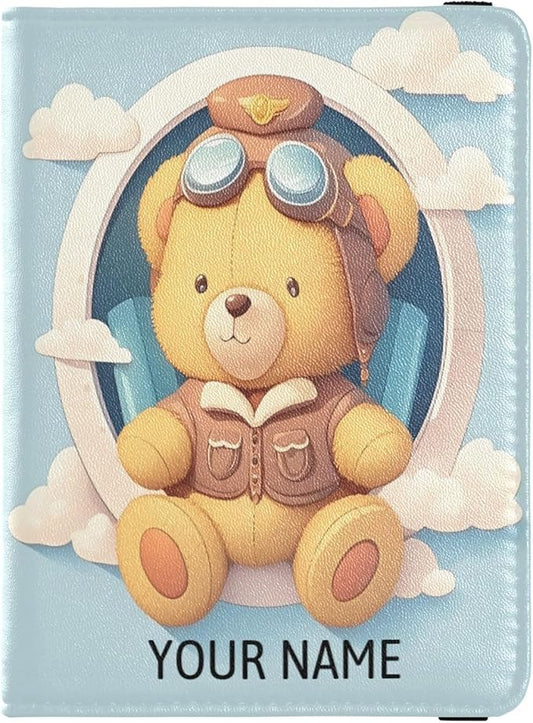 Personalized Passport Holder Cover Wallet Combo Custom Name PU Leather Passport Vaccine Card Protector for Girls Boys Trav...