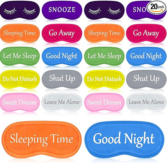 Eurzom 20 Pieces Funny Eye Sleeping Mask Bulk with Adjustable Strap Blackout Eye Sleep Mask for Night Blindfold Cover for ...