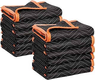 SIMPLI-MAGIC 79523 Heavy Duty Padded Moving Blankets, Black/Orange, 72” x 80”, 12 Pack