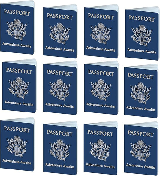Beistle 12 Piece Fake Passports For Around The World Travel Theme Party Supplies and Favors, Made In USA Since 1900