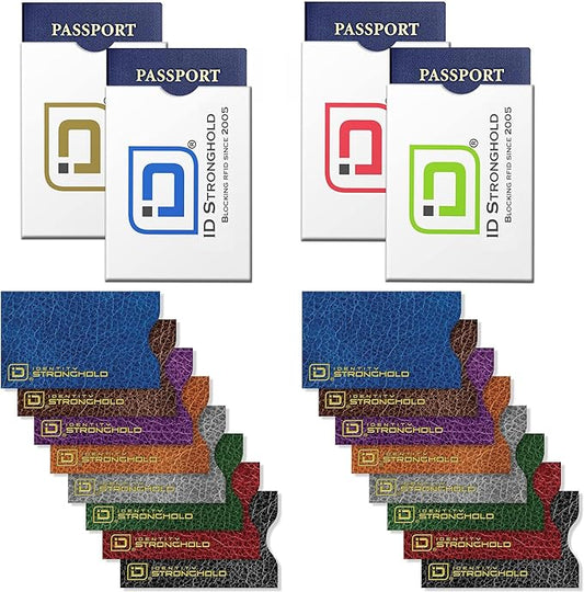 ID Stronghold - RFID Blocking Sleeves - Passport and Credit Card Protector Sleeves - Identity Theft Protection (Leatherlook)