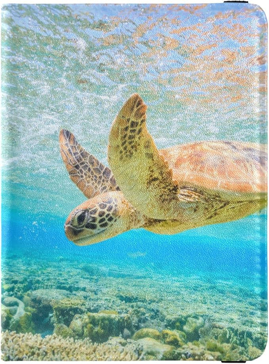 susiyo Passport and Vaccine Card Holder Combo, Sea Turtle Passport Cover Case with CDC Vaccination Card Slot PU Leather Tr...