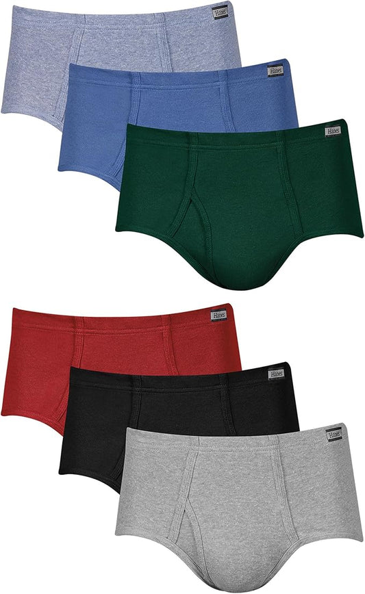 Hanes Men's Underwear Briefs, Cotton Mid Rise Briefs, Covered Waistband, Moisture Wicking, Multi-Pack