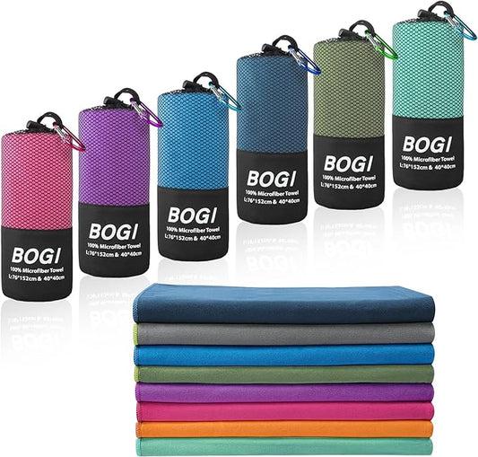 BOGI Microfiber Travel Sports Towel-Quick Dry Soft Lightweight Absorbent Compact Sports Towel for Camping Gym Beach Bath Y...