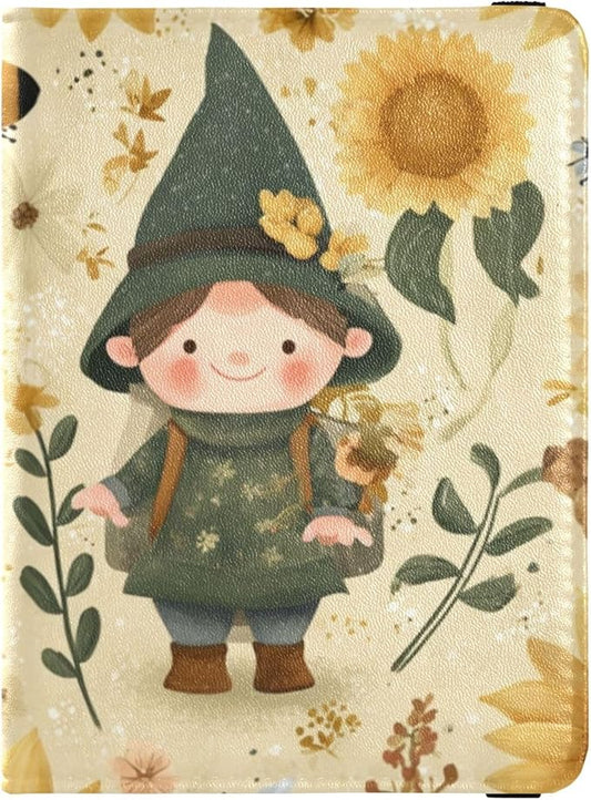 Sunflower Elf Bee Passport and Vaccine Card Holder Combo Passport Holder with Vaccine Card Slot, PU Leather Passport Cover...