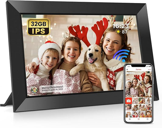 Frameo 10.1 Inch WiFi Digital Picture Frame with 32GB Memory, 1280 x 800 IPS Touch Screen Smart Electronic Photo Frame, Wa...