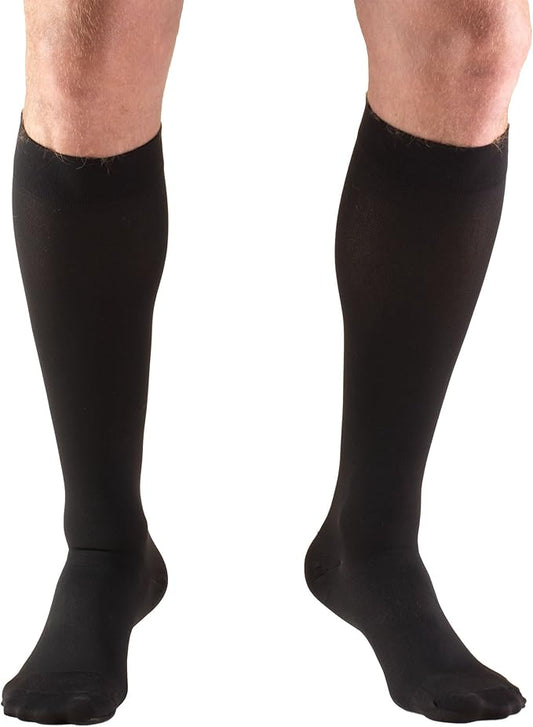 Truform 20-30 mmHg Compression Stockings for Men and Women, Knee High Length, Closed Toe, Black, X-Large (8865BL-XL)