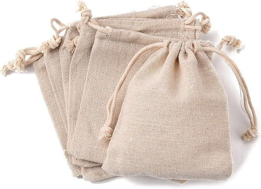10Pcs Cotton Packing Pouches Drawstring Bags, Wheat Cosmetic Bag Multipurpose Travel Toiletry Pouch, Gift Packing Pouches ...