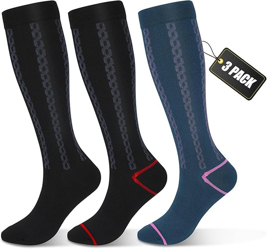 FULLSOFT Medical Graduated 30-40mmHg Compression Socks for Women&Men Circulation Knee High Socks Hiking Running Stockings