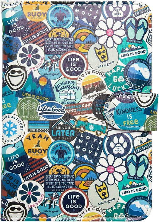 Life is Good Travel Passport Cover - Anti-Theft Passport Holder Wallet with Interior Card Slots, Magnetic Snap Closure, Ne...