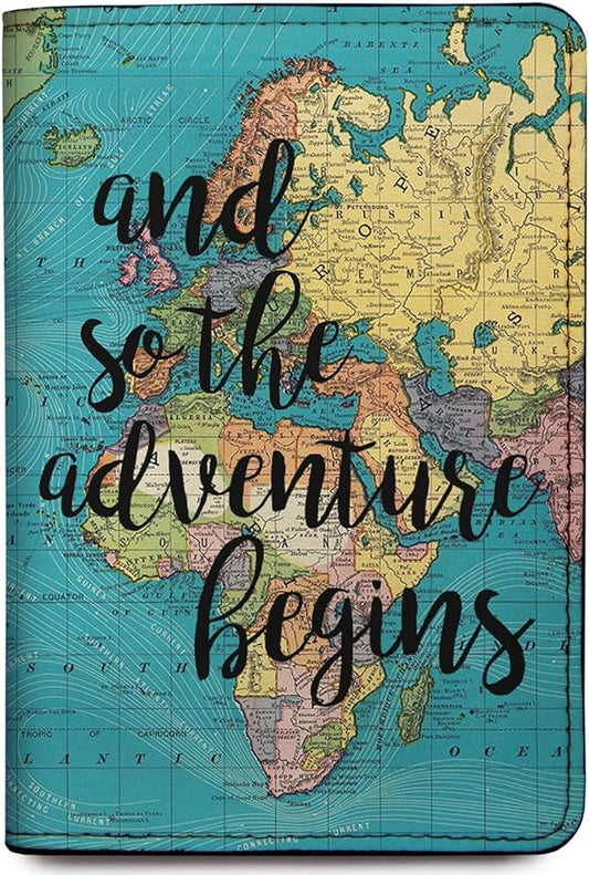 RFID Passport Holder Travel Wallet - And So The Adventure Begins (Not Customized)