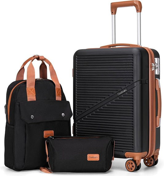 Cosbarn 3-Piece Carry On Luggage Set 22x14x9 Airline Approved, 20 Inch Lightweight ABS Suitcases with Wheels and TSA Lock...