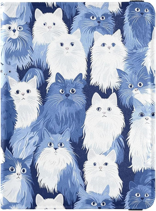 Funny Cats Blue Passport and Vaccine Card Wallet Combo Travel Documents Organizer Protector Passport Holder Combo with Vac...