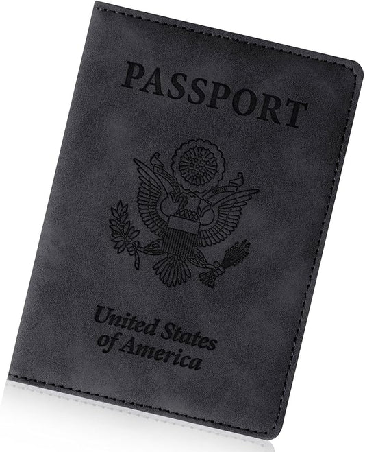 Passport Holder for Travel Essentials,RFID Blocking Passport Cover Wallet Card Case for Women and Men (Black)