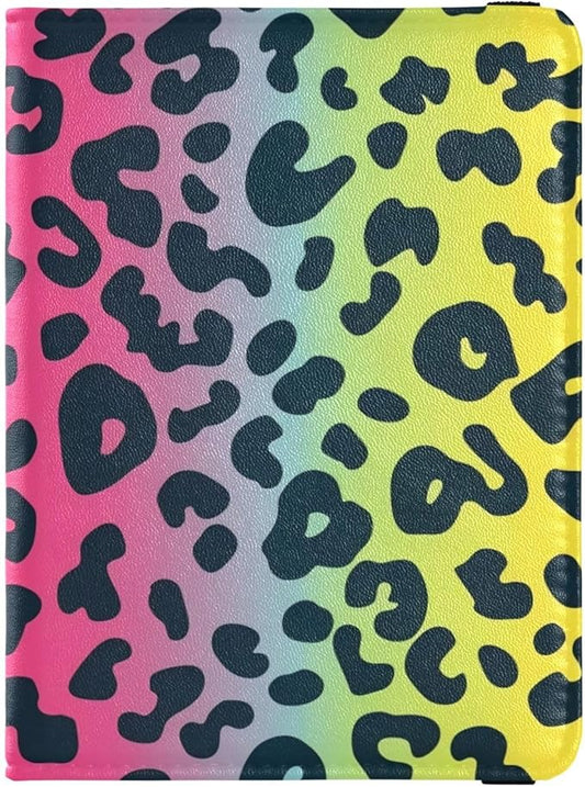 Rainbow Leopard Colorful Pattern Leather Passport and Vaccine Card Wallet Combo Travel Passport Wallet With Vaccination Ca...