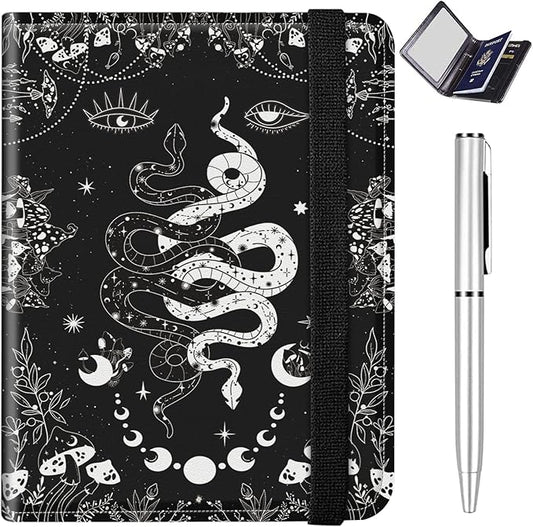 Passport and Vaccine Card Holder Combo with RFID Blocking, Mushroom Floral Moon Snake Design Leather Travel Wallet Case Ca...
