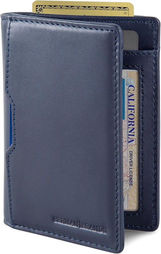 SERMAN BRANDS - Wallets for Men Slim Mens leather RFID Blocking Minimalist Card Front Pocket Bifold Travel Thin