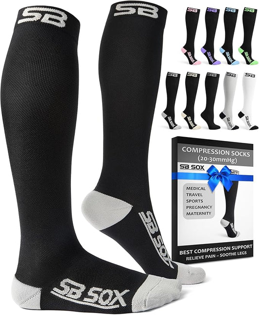 SB SOX Compression Socks for Men & Women (20-30 mmHg) - Best Support Stockings for Travel, Medical, and Sports - Perfect f...